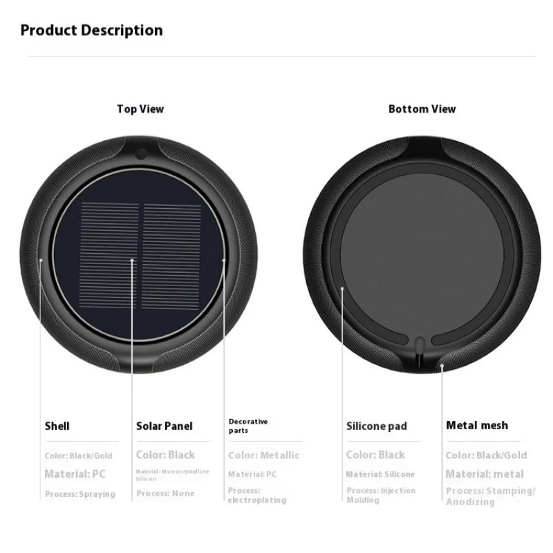 Car Air Purifier Solar Powered Aroma Diffuser Air Freshener for Vehicle Home Desk Electric Gadgets with Filter