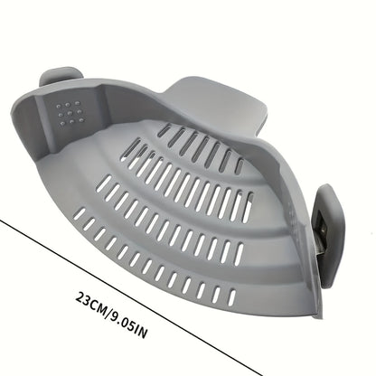 1pc ABERZEY Clip-On Strainer for Pots & Pans - Durable Plastic Kitchen Colander for Pasta, Meat, Vegetables, Fruits - Easy Drainage & Compact Design, Strainer for Pasta, Vegetable Preparation, Modern Kitchenware, Efficient Dr