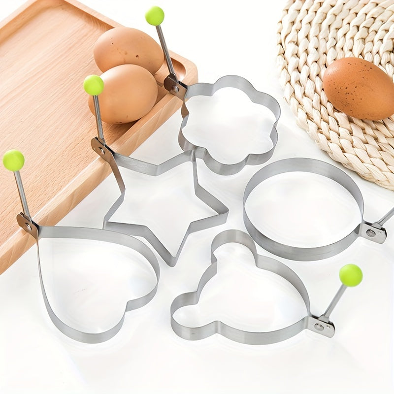 5pcs Set - Perfectly Shaped Stainless Steel Egg Mold for Scrumptious Omelets, Effortless Fried Egg Cooking Tool, Ideal RV Kitchen Accessory Gadgets