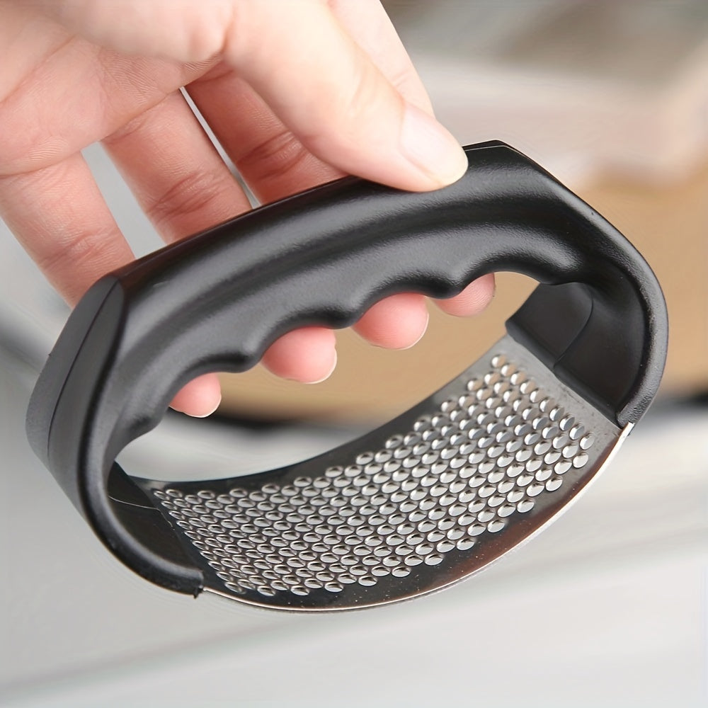 1pc Garlic Crusher Manual Ring Black Vegetable Cutter Kitchen Vegetable And Fruit Gadgets Masher Stainless Steel Garlic Press Chopping Accessories for restaurants/supermarkets