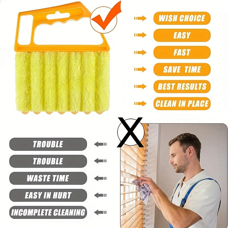 1pc, Washable Window Cleaning Brushes With Microfibers For Effortless Dust Collection And Blinds Cleaning