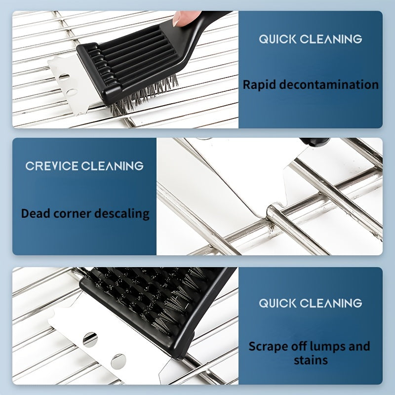 8in Portable Grill Cleaner: Deep Clean Steel Brush with Plastic Handle - BBQ Accessories for Back to School Kitchen Gadgets Kitchen Accessories