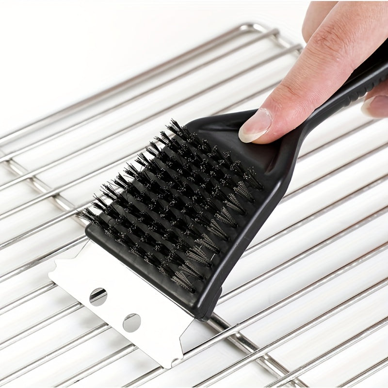 8in Portable Grill Cleaner: Deep Clean Steel Brush with Plastic Handle - BBQ Accessories for Back to School Kitchen Gadgets Kitchen Accessories