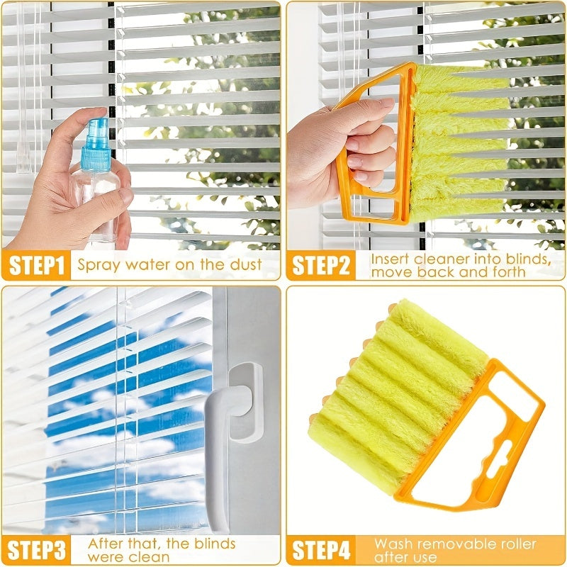 1pc, Washable Window Cleaning Brushes With Microfibers For Effortless Dust Collection And Blinds Cleaning