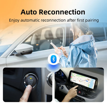 2025 Ultra Mini 2-in-1 Wireless CarPlay&Android Auto Adapter 5.8GHz WiFi Plug&Play for 99% Factory Wired Cars BT 5.0 OTA Upgrade