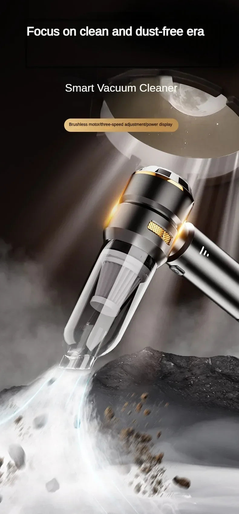 High-Power Wireless Car Vacuum Cleaner – 390000PA Brushless Motor | Portable, Cordless, Fast Suction