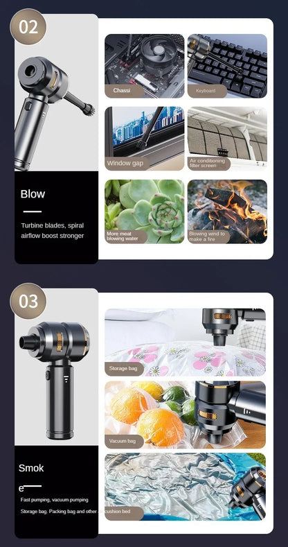 High-Power Wireless Car Vacuum Cleaner – 390000PA Brushless Motor | Portable, Cordless, Fast Suction