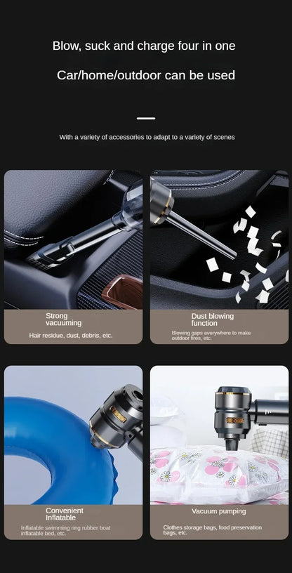 High-Power Wireless Car Vacuum Cleaner – 390000PA Brushless Motor | Portable, Cordless, Fast Suction