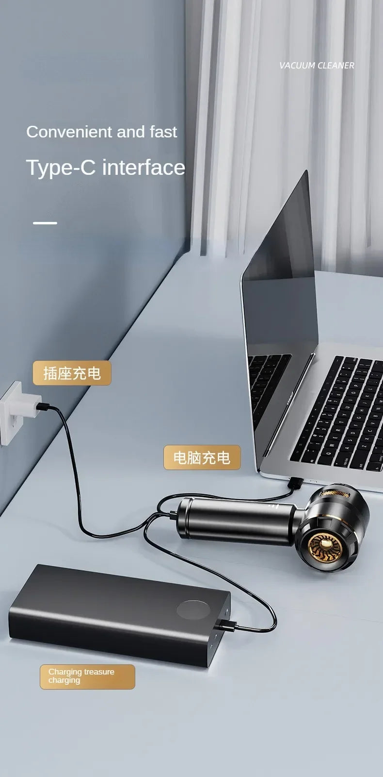 High-Power Wireless Car Vacuum Cleaner – 390000PA Brushless Motor | Portable, Cordless, Fast Suction