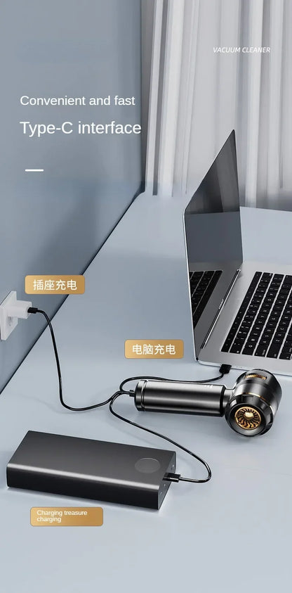 High-Power Wireless Car Vacuum Cleaner – 390000PA Brushless Motor | Portable, Cordless, Fast Suction