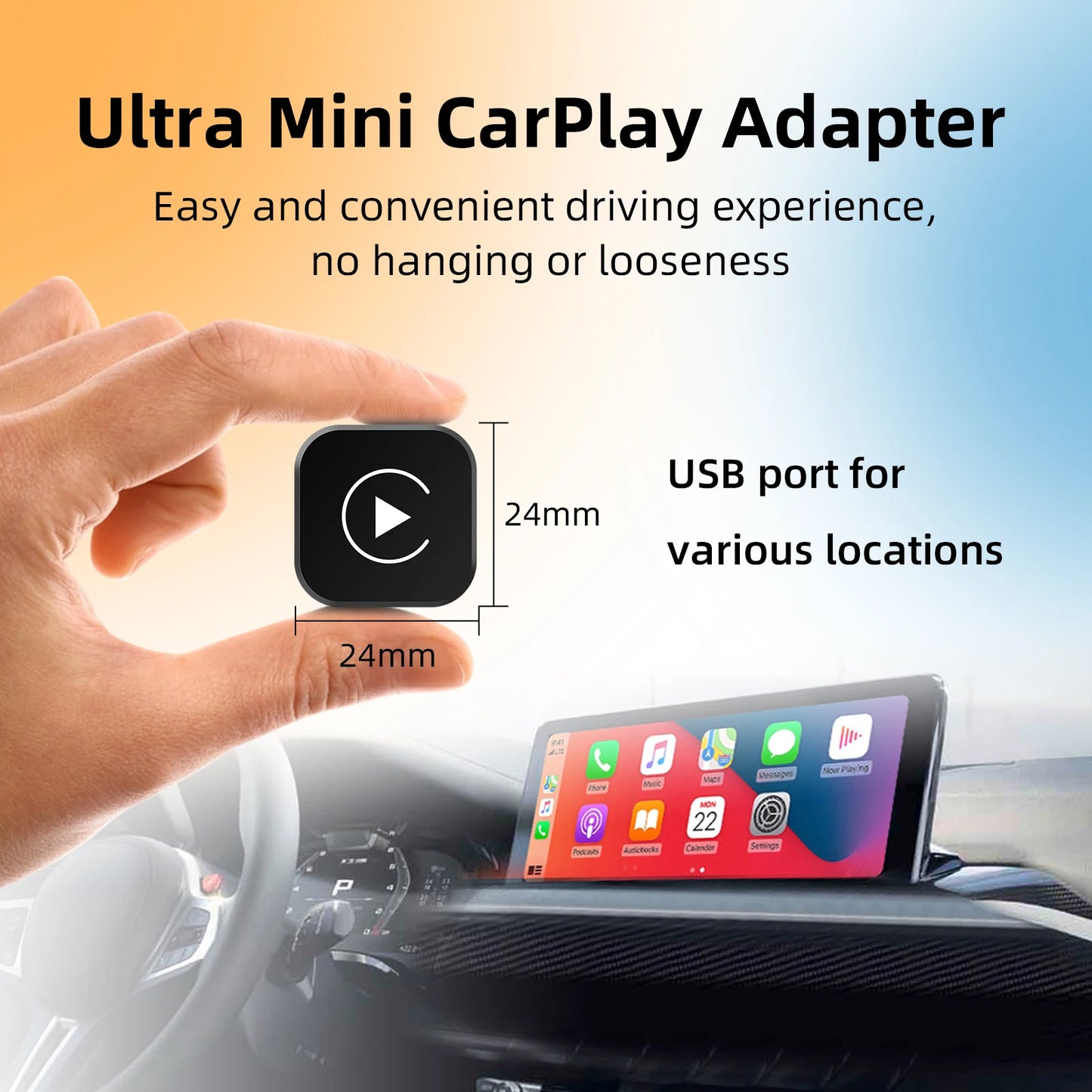 2025 Ultra Mini 2-in-1 Wireless CarPlay&Android Auto Adapter 5.8GHz WiFi Plug&Play for 99% Factory Wired Cars BT 5.0 OTA Upgrade
