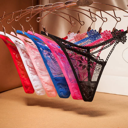 Lingerie Femme Sexy Porno Ultra Thin Lace Fashion Thong Ladies Sexy Transparent T-Line Panties Low Rise Sexy Underwear Women