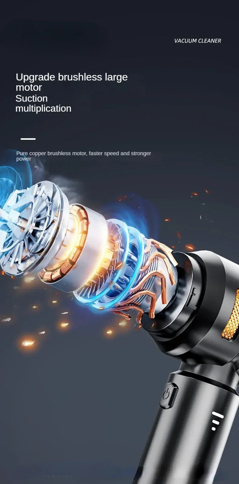 High-Power Wireless Car Vacuum Cleaner – 390000PA Brushless Motor | Portable, Cordless, Fast Suction