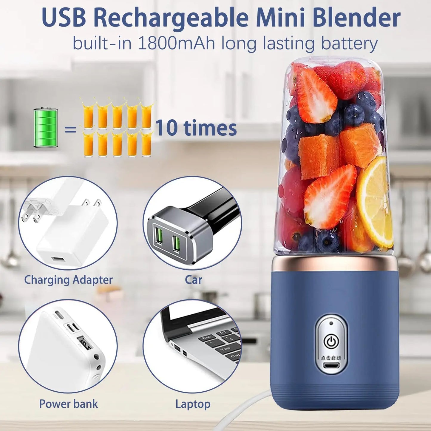 Portable Double-Cup USB Blender – Smoothie & Juice Maker