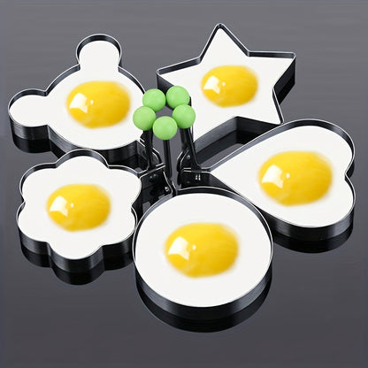 5pcs Set - Perfectly Shaped Stainless Steel Egg Mold for Scrumptious Omelets, Effortless Fried Egg Cooking Tool, Ideal RV Kitchen Accessory Gadgets