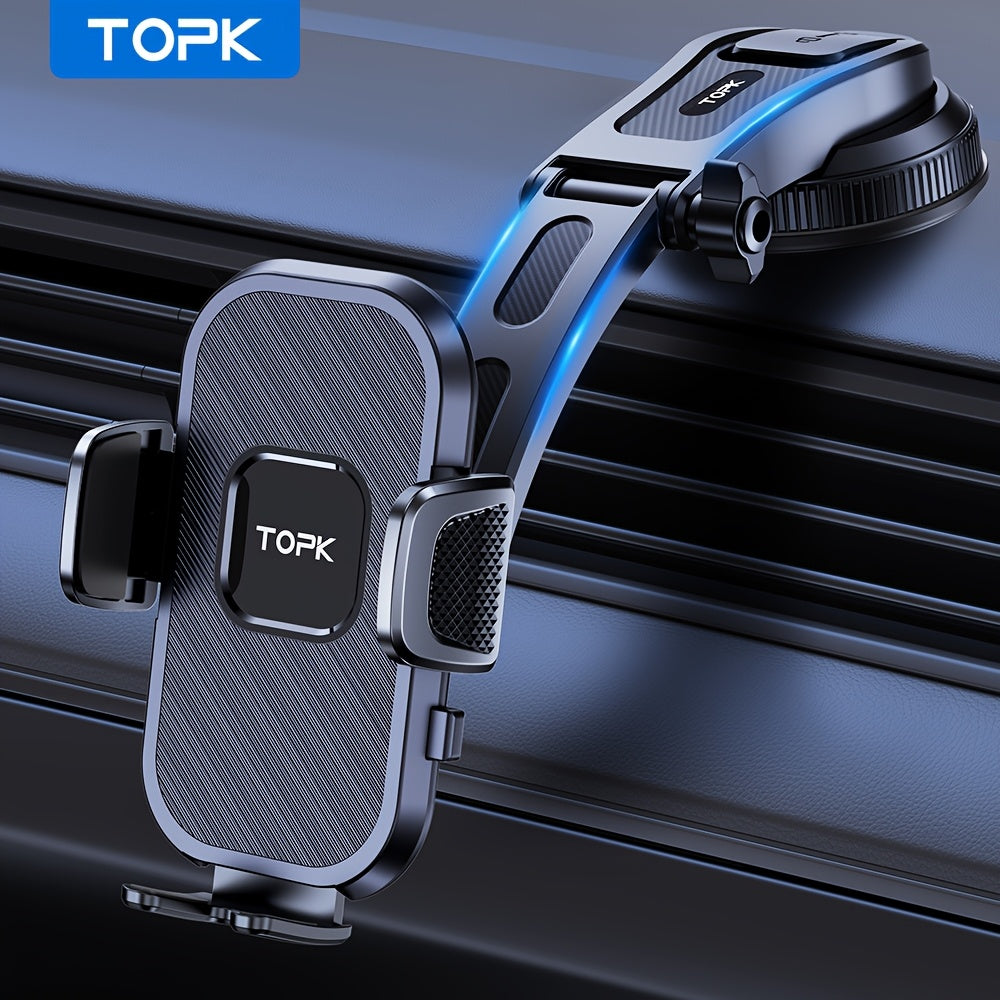 [TOPK Car Mount] TOPK D38-C Car Phone Holder Mount | Enhanced Adjustable Cell Phone Holder for Car Dashboard, Works with All Phones in Both Horizontal And Vertical Positions