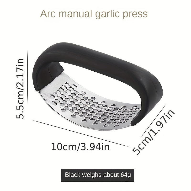 1pc Garlic Crusher Manual Ring Black Vegetable Cutter Kitchen Vegetable And Fruit Gadgets Masher Stainless Steel Garlic Press Chopping Accessories for restaurants/supermarkets