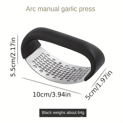 1pc Garlic Crusher Manual Ring Black Vegetable Cutter Kitchen Vegetable And Fruit Gadgets Masher Stainless Steel Garlic Press Chopping Accessories for restaurants/supermarkets