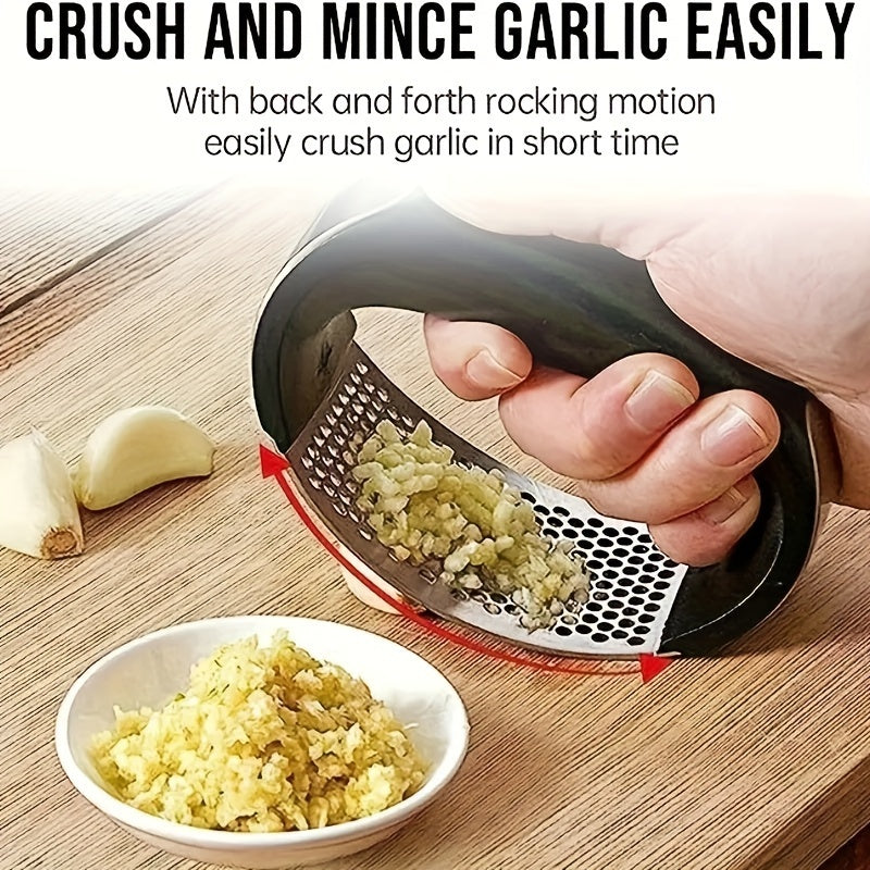 1pc Garlic Crusher Manual Ring Black Vegetable Cutter Kitchen Vegetable And Fruit Gadgets Masher Stainless Steel Garlic Press Chopping Accessories for restaurants/supermarkets