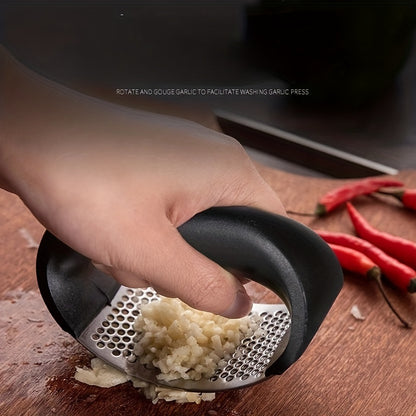 1pc Garlic Crusher Manual Ring Black Vegetable Cutter Kitchen Vegetable And Fruit Gadgets Masher Stainless Steel Garlic Press Chopping Accessories for restaurants/supermarkets